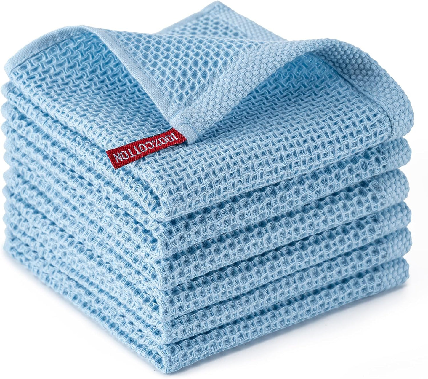 6-Pack Kitchen Dish Cloths, 100% Cotton Waffle Weave, Ultra Soft Absorbent, Quick Drying Dish Towels, 12x12 Inches,Yellow