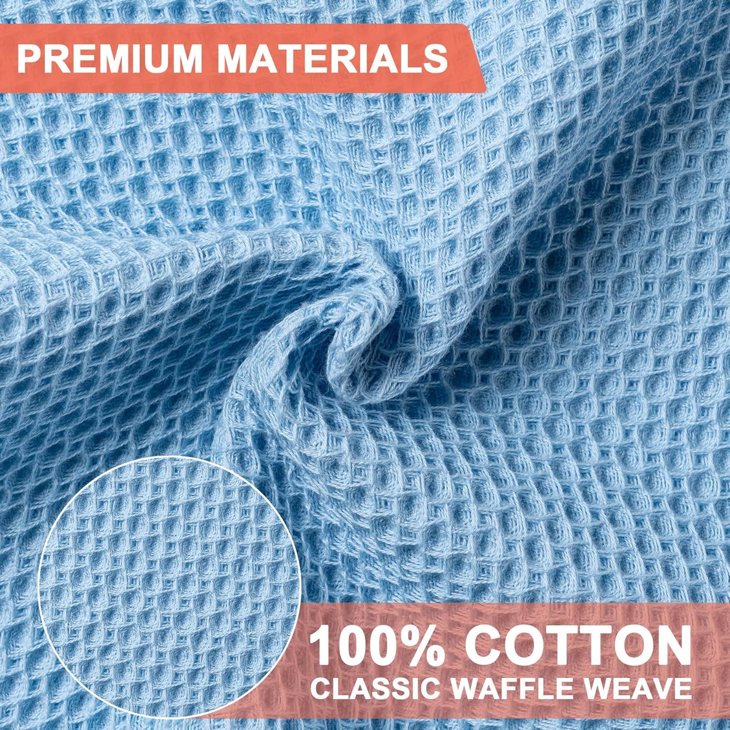 6-Pack Kitchen Dish Cloths, 100% Cotton Waffle Weave, Ultra Soft Absorbent, Quick Drying Dish Towels, 12x12 Inches,Yellow