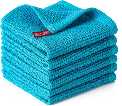 6-Pack Kitchen Dish Cloths, 100% Cotton Waffle Weave, Ultra Soft Absorbent, Quick Drying Dish Towels, 12x12 Inches,Yellow