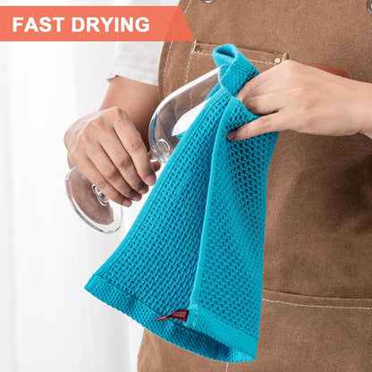 6-Pack Kitchen Dish Cloths, 100% Cotton Waffle Weave, Ultra Soft Absorbent, Quick Drying Dish Towels, 12x12 Inches,Yellow