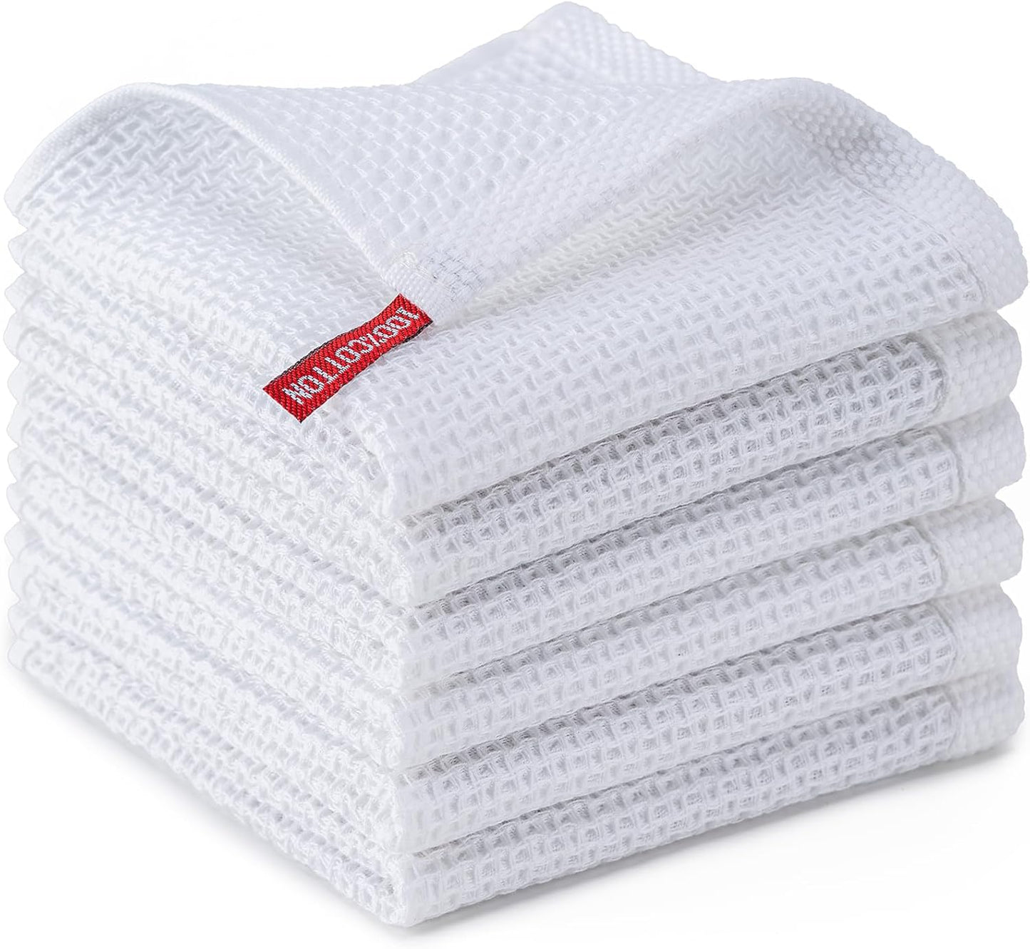 6-Pack Kitchen Dish Cloths, 100% Cotton Waffle Weave, Ultra Soft Absorbent, Quick Drying Dish Towels, 12x12 Inches,Yellow