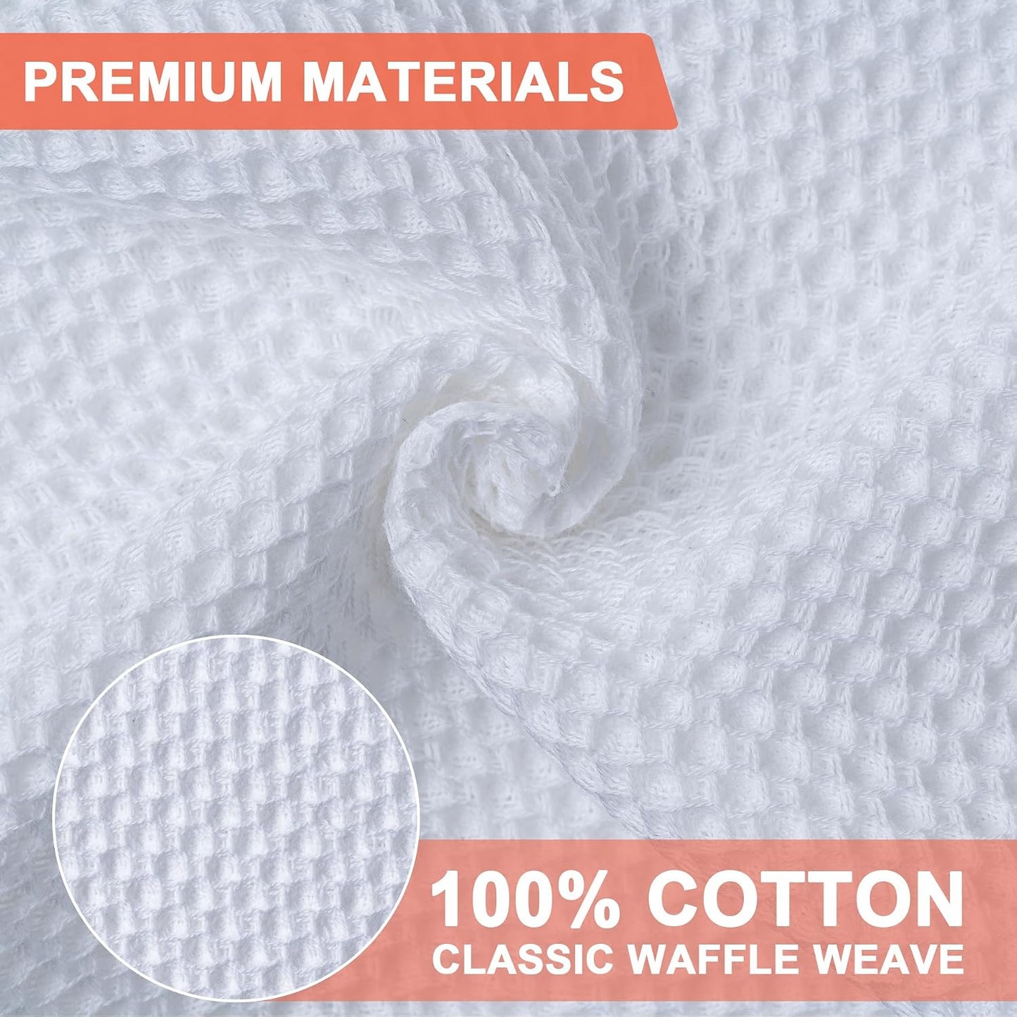 6-Pack Kitchen Dish Cloths, 100% Cotton Waffle Weave, Ultra Soft Absorbent, Quick Drying Dish Towels, 12x12 Inches,Yellow