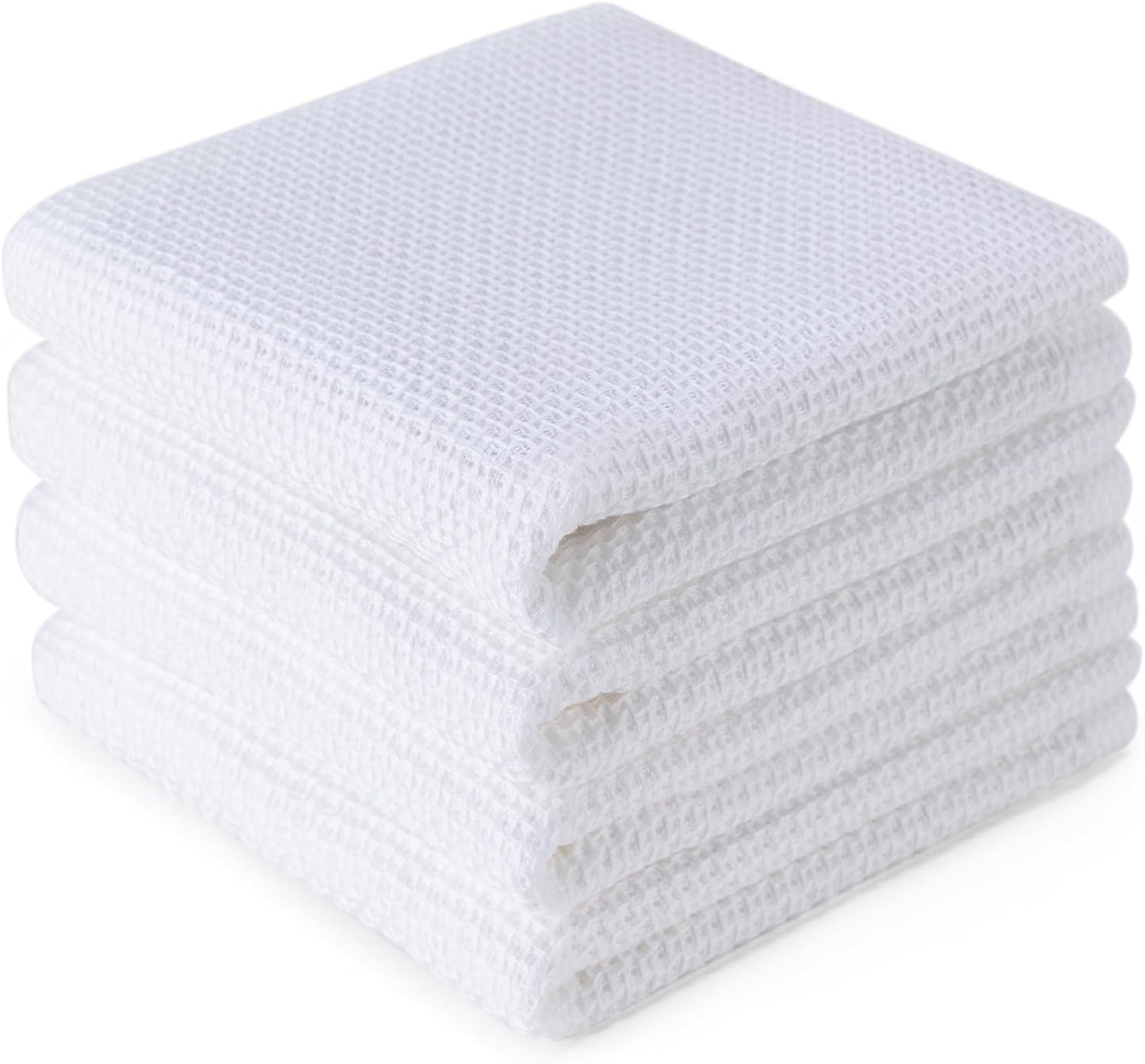 6-Pack Kitchen Dish Cloths, 100% Cotton Waffle Weave, Ultra Soft Absorbent, Quick Drying Dish Towels, 12x12 Inches,Yellow