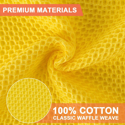 6-Pack Kitchen Dish Cloths, 100% Cotton Waffle Weave, Ultra Soft Absorbent, Quick Drying Dish Towels, 12x12 Inches,Yellow