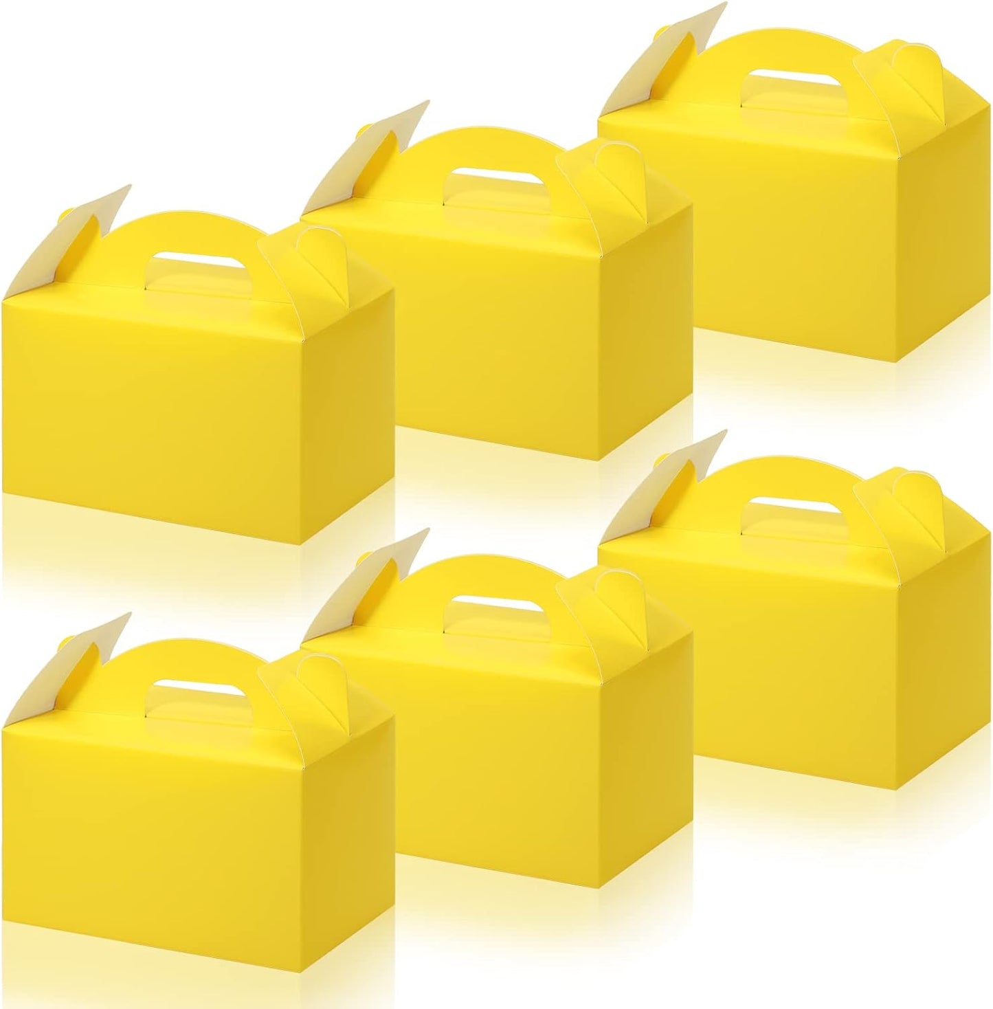 36 Pcs Party Favor Treat Boxes, Goodie Candy Gable Paper Gift Boxes with Handles for Birthday Wedding Shower Christmas Party Supplies, 6 x 3.5 x 3.5 Inches(Yellow)