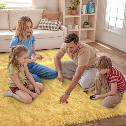 FinRèc 6x9 Feet Yellow Rugs for Living Room Bedroom, Soft Fluffy Shaggy Area Rug, Non-Slip Fuzzy Furry Shag Rug for Nursery Kids Room Dorm Room Home Decor, Indoor Plush Floor Carpet
