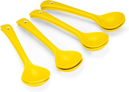 Ceramic Spoons Set of 8, Ceramic Chinese Soup Spoon, Asian Soup Spoons, Yellow Japanese Spoon Large for Ramen Pho Wonton Dumpling Miso, Deep Oval Hook Design (8, Yellow)