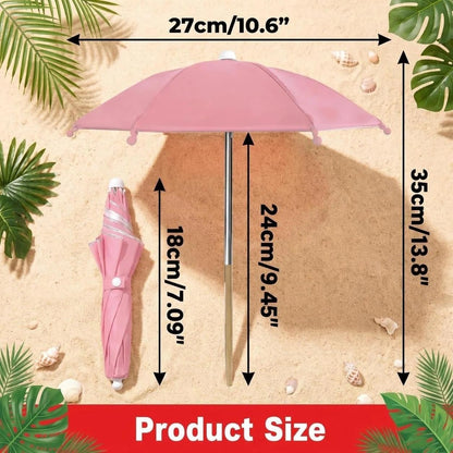 Small Mini Umbrella for Plants, Stake-into-Soil Plant Sun Shade Protector, Foldable Parasol for Potted Succulents & Flowers, Green