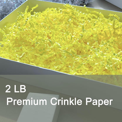 Yellow Crinkle Cut Paper Shred 2 LB Gift Basket Filler Box Stuffing