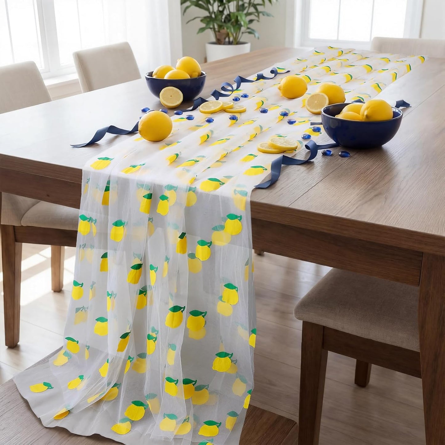 8 Pcs Lemon Tulle Table Runner 29 X70 Inch Lemon Lace Table Runner Lemonade Stand Decorations for Kitchen Lemonade Party Birthday Baby Shower Wedding Bridal Shower Home Decor
