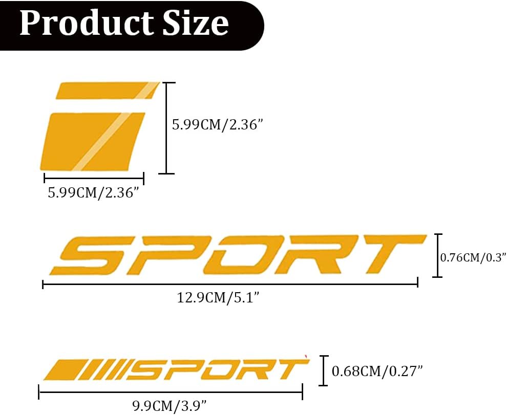 Pincuttee 14pcs Car Decal Stickers,Wheel Rim Decal Sticker,Sport Logo Reflective Stickers,Sport Emblem Car Rear Bumper Sticker,Rear Mirror Decals for All Vehicles(Yellow,14PCS)