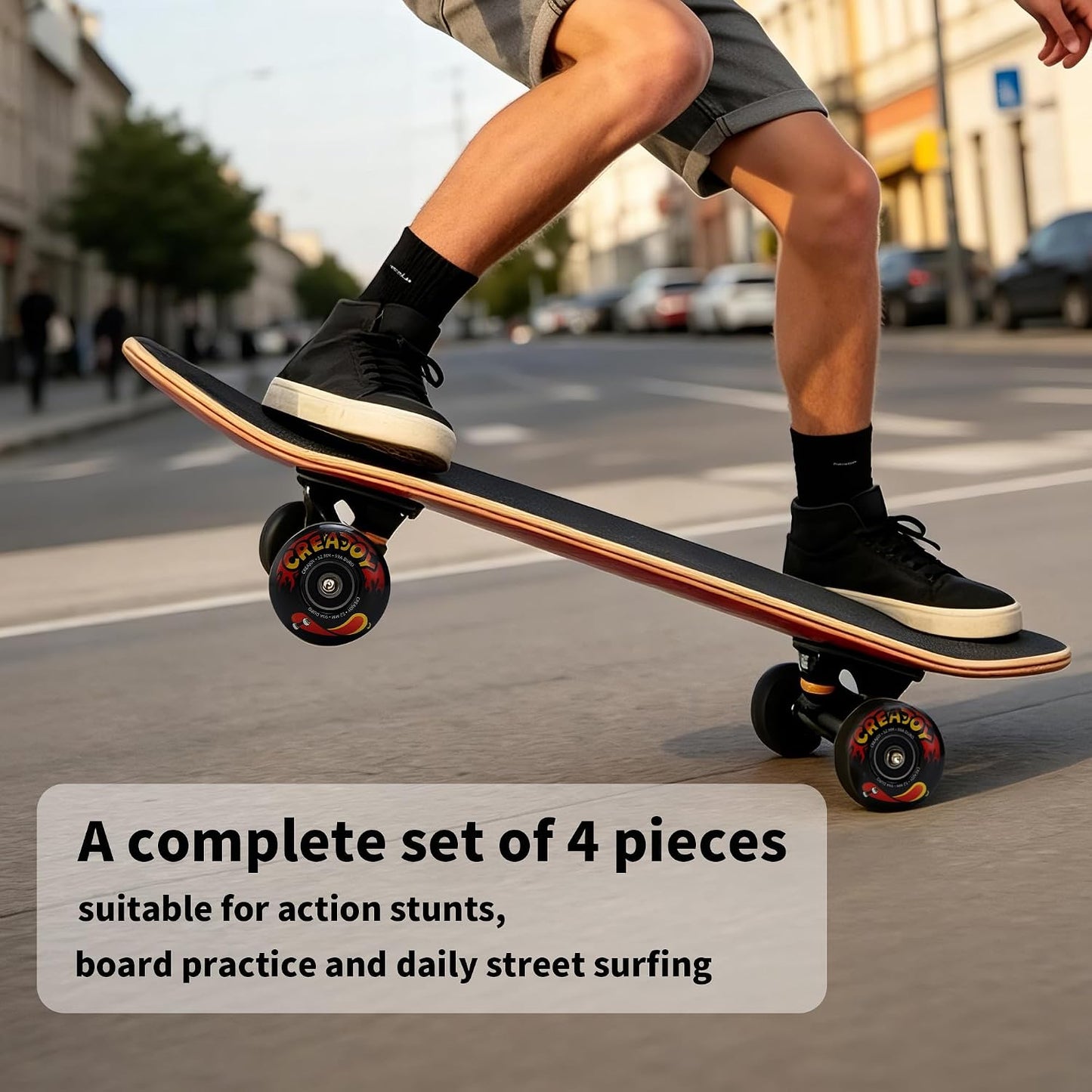Skateboard Wheels 52mm 99A PU with Bearings, 4 Pack for Skate Park & Street | High Rebound PU Hard Wheels, Pre-mounted 608 Bearings, Durable for Flip Tricks, Standard Fit All Skate Decks