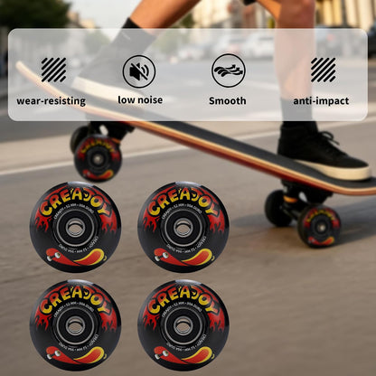 Skateboard Wheels 52mm 99A PU with Bearings, 4 Pack for Skate Park & Street | High Rebound PU Hard Wheels, Pre-mounted 608 Bearings, Durable for Flip Tricks, Standard Fit All Skate Decks