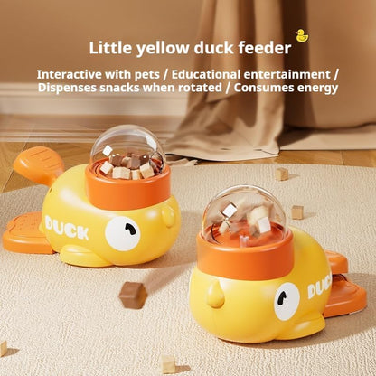 Interactive fuzzibud cat Treat Toy & Duck Treat Dispenser for Dogs - Slow Feeder cat Feeder Puzzle for Boredom Relief, Puzzle Toy with 3 Lids (Little Yellow Duck Food Spiller)