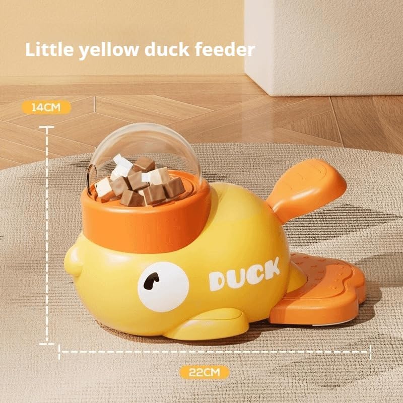 Interactive fuzzibud cat Treat Toy & Duck Treat Dispenser for Dogs - Slow Feeder cat Feeder Puzzle for Boredom Relief, Puzzle Toy with 3 Lids (Little Yellow Duck Food Spiller)