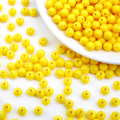 100PCs 12MM Smooth Yellow Acrylic Round Beads, Plastic Resin Bubblegum Balls Chunky Gumball Beads for Necklace and Bracelet Making, Crafting Supplies