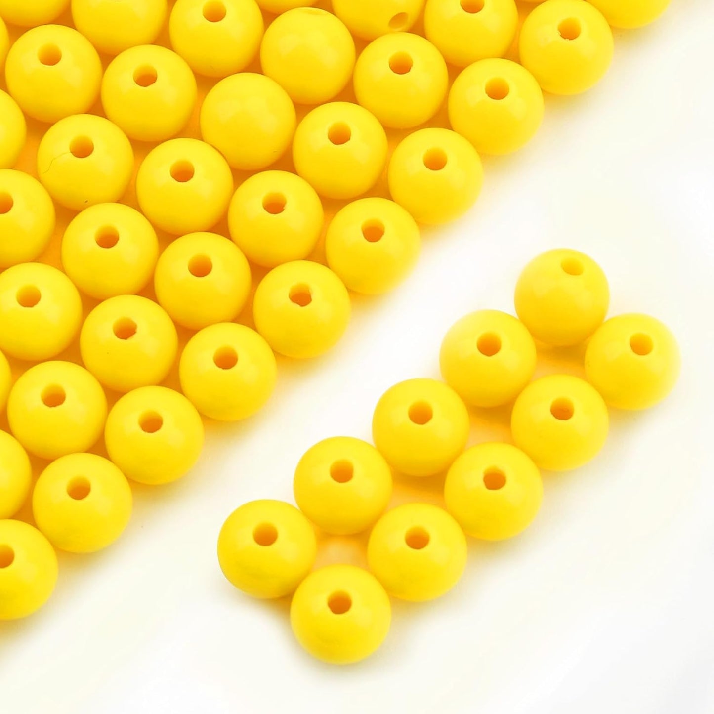 100PCs 12MM Smooth Yellow Acrylic Round Beads, Plastic Resin Bubblegum Balls Chunky Gumball Beads for Necklace and Bracelet Making, Crafting Supplies