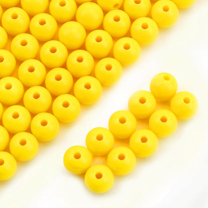 100PCs 12MM Smooth Yellow Acrylic Round Beads, Plastic Resin Bubblegum Balls Chunky Gumball Beads for Necklace and Bracelet Making, Crafting Supplies