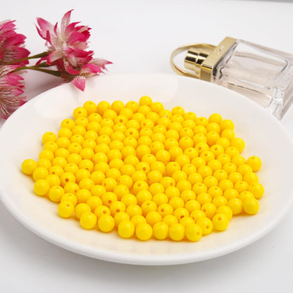100PCs 12MM Smooth Yellow Acrylic Round Beads, Plastic Resin Bubblegum Balls Chunky Gumball Beads for Necklace and Bracelet Making, Crafting Supplies