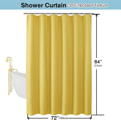 Moga Lemon Yellow Shower Curtain 84 Inches Long, 3D Embossed Textured Fabric Shower Curtain for Bathroom - Soft Cloth & Hotel Spa Luxury, Machine Washable, 72X84
