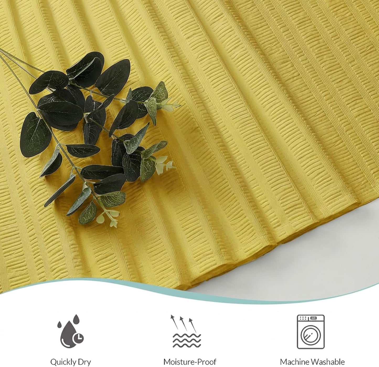 Moga Lemon Yellow Shower Curtain 84 Inches Long, 3D Embossed Textured Fabric Shower Curtain for Bathroom - Soft Cloth & Hotel Spa Luxury, Machine Washable, 72X84