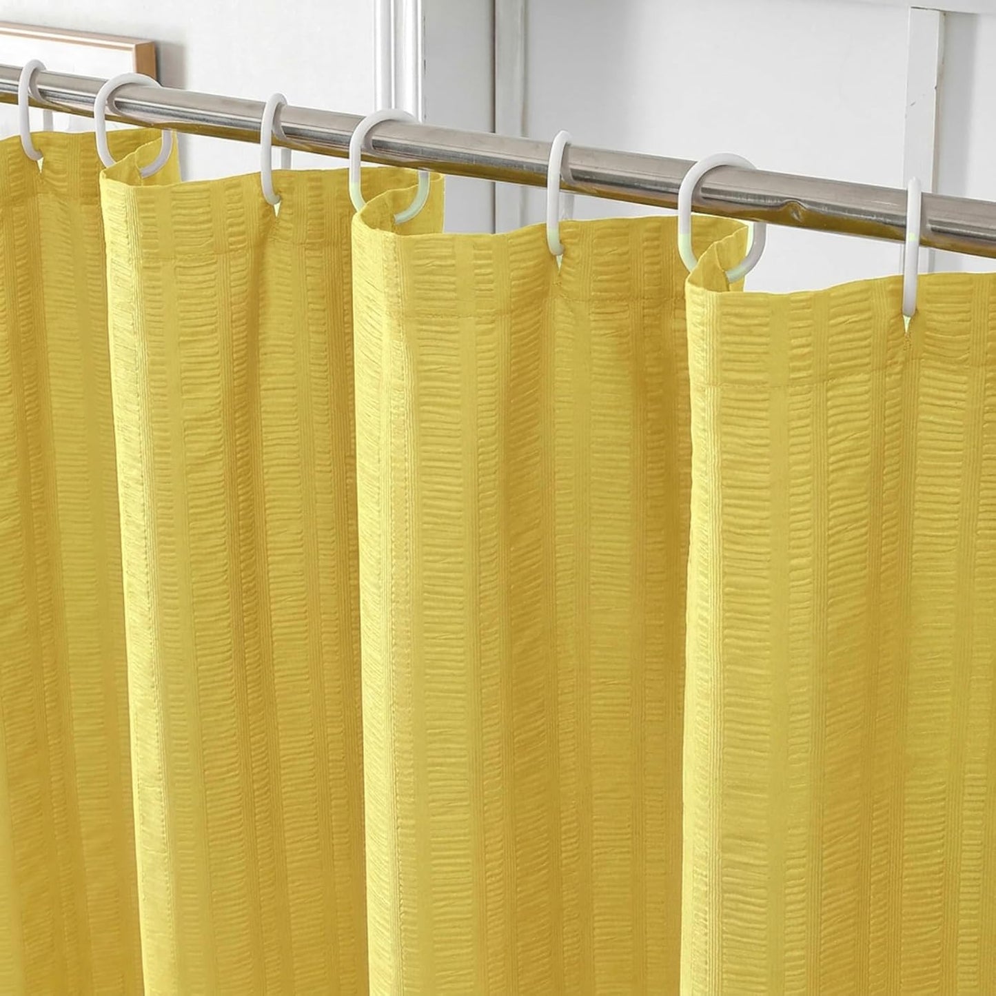 Moga Lemon Yellow Shower Curtain 84 Inches Long, 3D Embossed Textured Fabric Shower Curtain for Bathroom - Soft Cloth & Hotel Spa Luxury, Machine Washable, 72X84