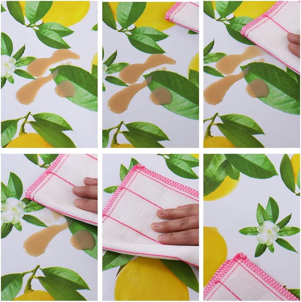 Vinyl Tablecloth with Flannel Backed Waterproof Oil-Proof PVC Table Cloth Wipeable Spill-Proof Plastic Table Cover for Indoor and Outdoor(Lemon, 60 x 84 Inch Rectangle)