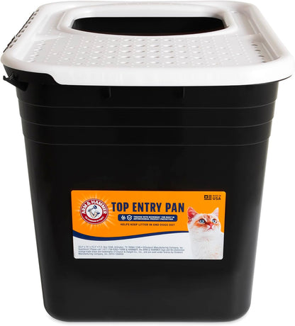 Premium Top Entry Litter Box with Filter to Clean Paws and Microban, Made in USA