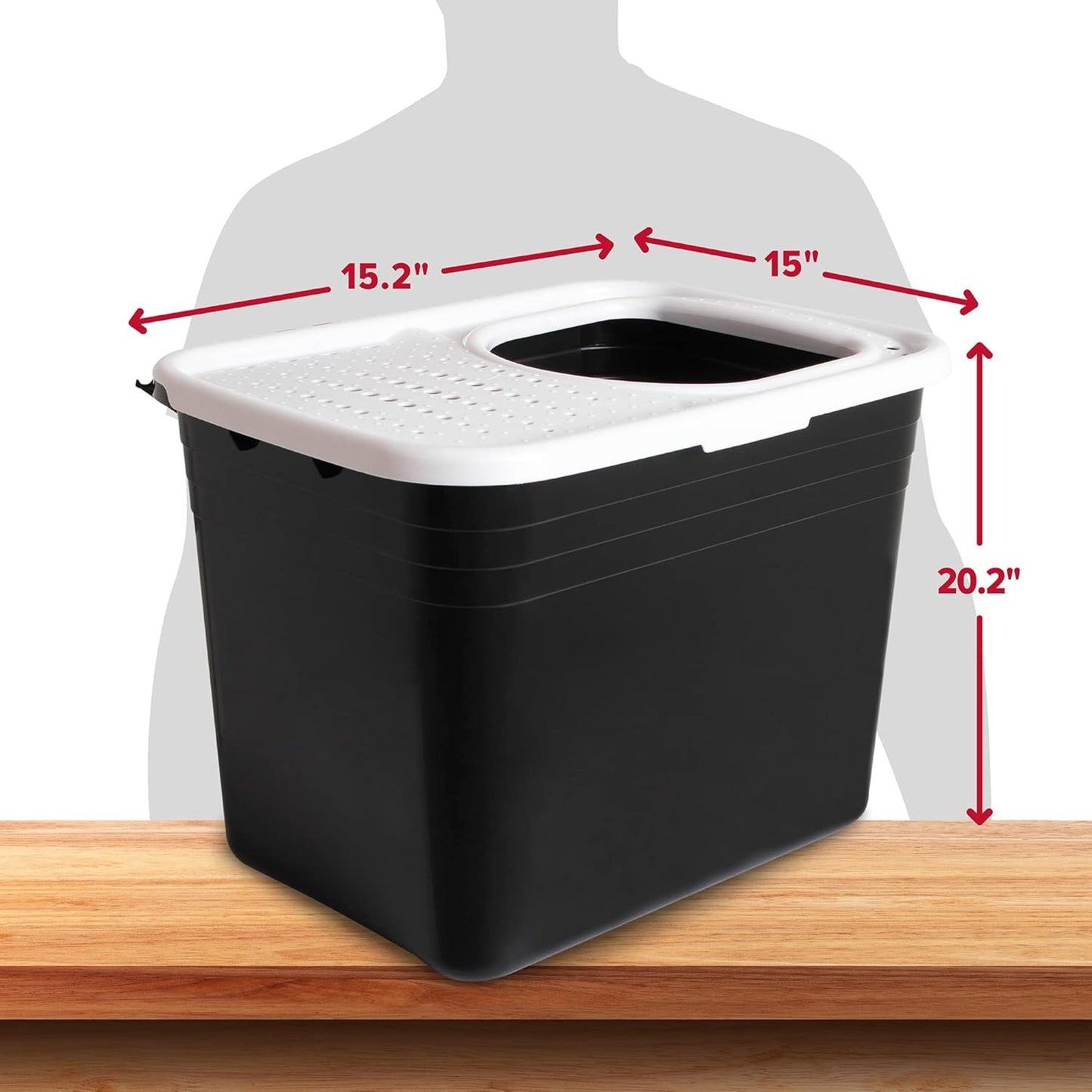 Premium Top Entry Litter Box with Filter to Clean Paws and Microban, Made in USA