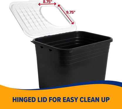 Premium Top Entry Litter Box with Filter to Clean Paws and Microban, Made in USA