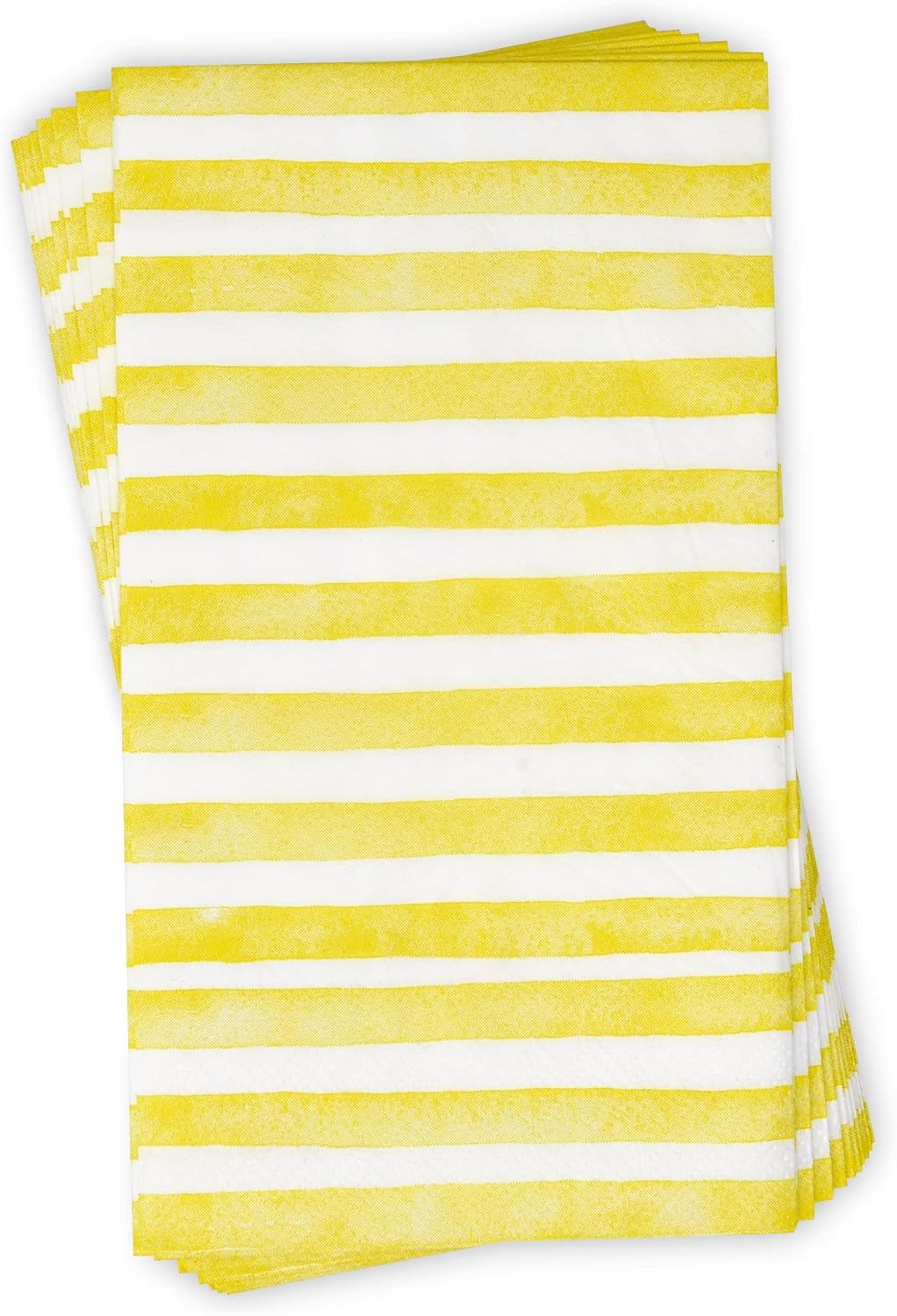 Yellow and White Striped Guest Napkins 100 Pack, 3 Ply Disposable Paper Hand Towels for Bathroom Spring Summer Party Decor