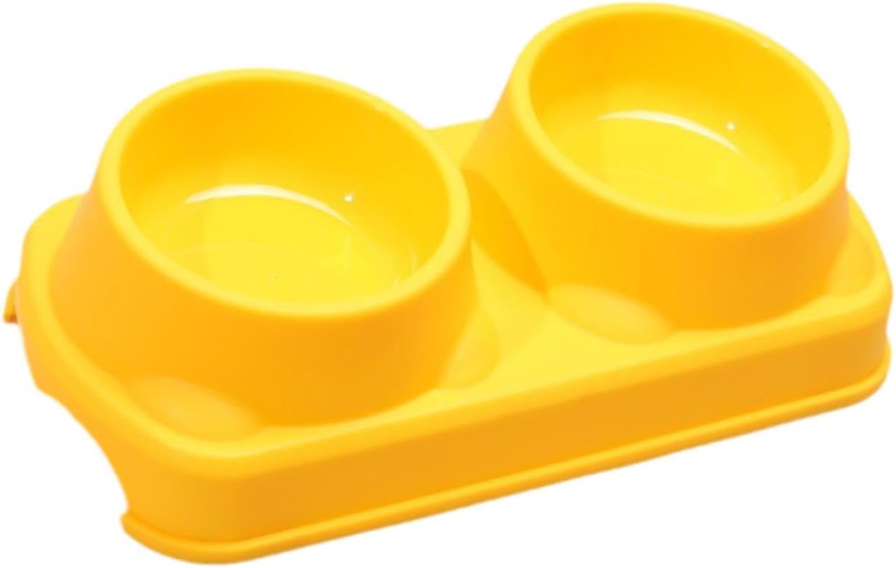 Cat Bowl Pet Feeder Raised Water Dish Feeding Dishes Design Pp Material Suitable for Indoor Cats Small Dogs Living Room Decoration, Yellow