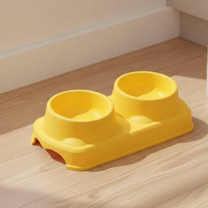 Cat Bowl Pet Feeder Raised Water Dish Feeding Dishes Design Pp Material Suitable for Indoor Cats Small Dogs Living Room Decoration, Yellow