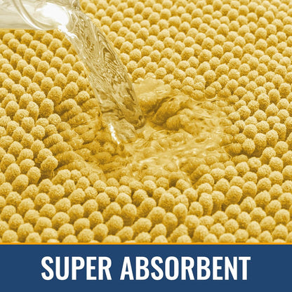 Bathroom Rugs 24x16, Extra Soft Absorbent Shaggy Chenille Bath Rugs, Machine Washable Rubber Backing Bath Mats for Bathroom Floor Tub and Shower, Home Decor Accessories, Yellow