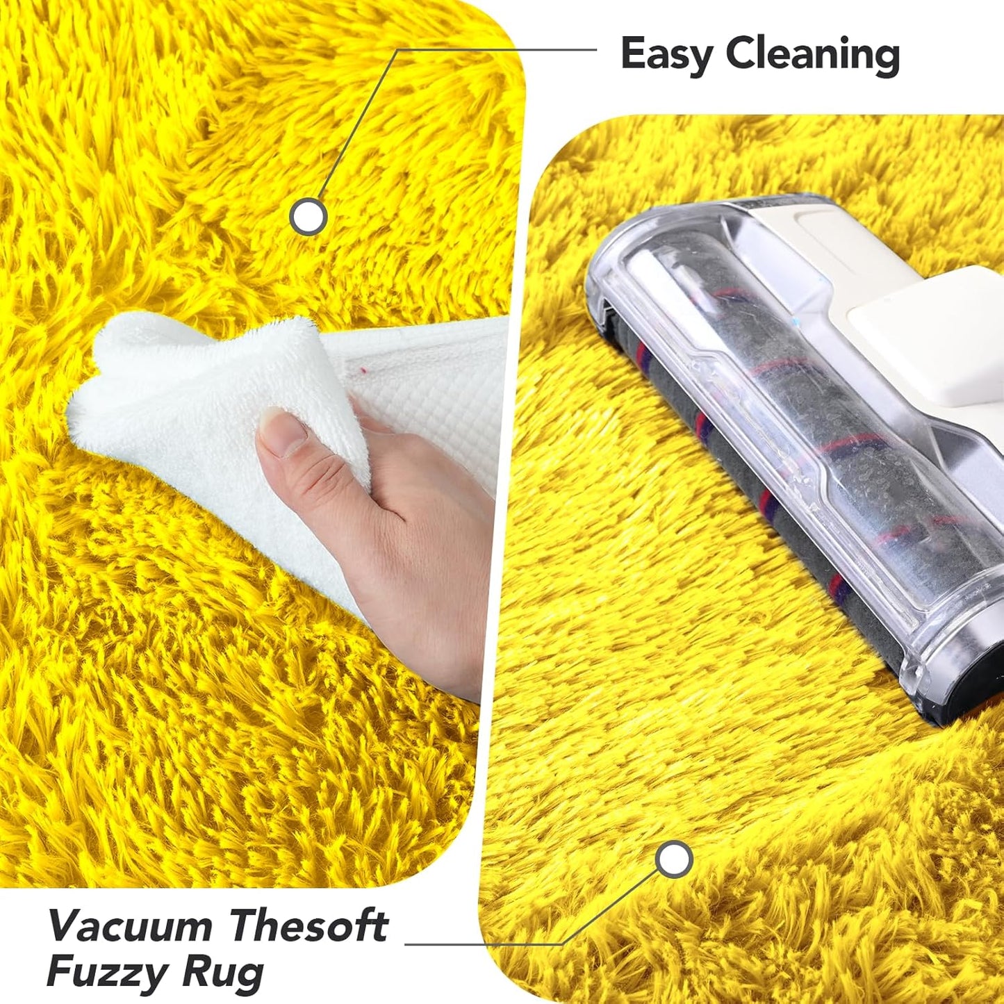 Yellow Living Room Area Rug 5x7: Fluffy Rugs for Kids Room - Shaggy Soft Cozy Carpet for Girls Bedroom Home Decor (Yellow,5x7 Feet)