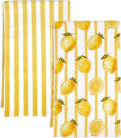 Kitchen Towels Dish Towel 18x26 Inch Retro Lemon Kitchen Towel Absorbent Reusable Farmhouse Tea Towel Decorative for Cleaning Cute Home Decor Set of 2