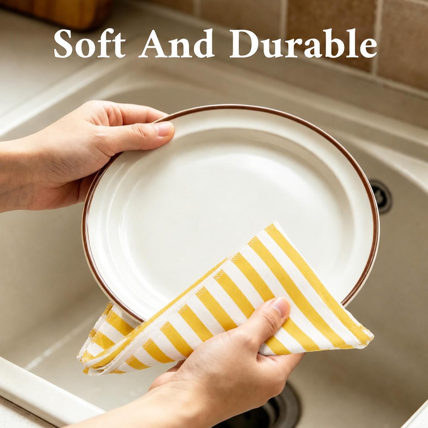 Kitchen Towels Dish Towel 18x26 Inch Retro Lemon Kitchen Towel Absorbent Reusable Farmhouse Tea Towel Decorative for Cleaning Cute Home Decor Set of 2