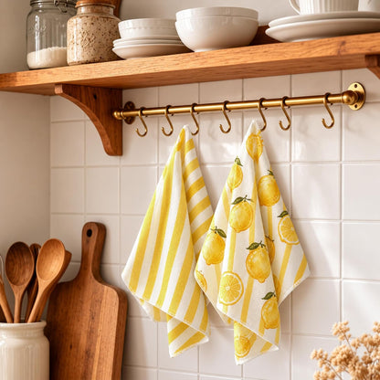 Kitchen Towels Dish Towel 18x26 Inch Retro Lemon Kitchen Towel Absorbent Reusable Farmhouse Tea Towel Decorative for Cleaning Cute Home Decor Set of 2