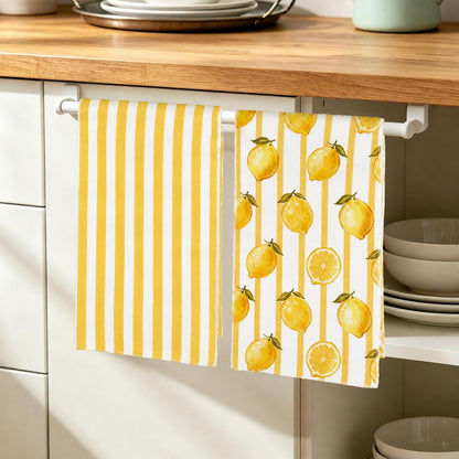 Kitchen Towels Dish Towel 18x26 Inch Retro Lemon Kitchen Towel Absorbent Reusable Farmhouse Tea Towel Decorative for Cleaning Cute Home Decor Set of 2