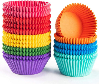 Bright Rainbow Standard Cupcake Liners Solid Colorful Paper Baking Cups 400-Count
