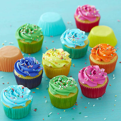 Bright Rainbow Standard Cupcake Liners Solid Colorful Paper Baking Cups 400-Count