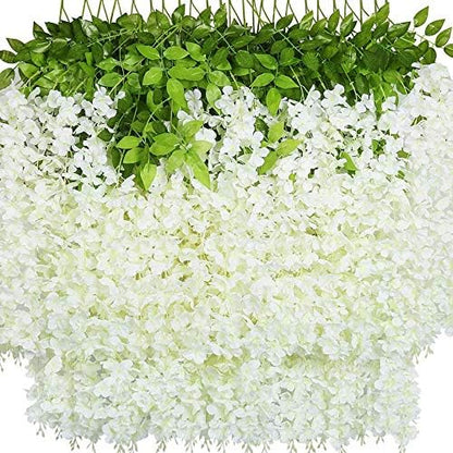 40 Pack Wisteria Flower Vines Garland, 3.75 Feet Artificial Flower Strings, Fake Hanging Flowers, Silk Wisteria Garland Flowers, Wisteria Vine for Wedding, Garden, Wall Decoration (Yellow)