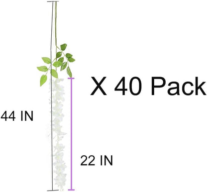 40 Pack Wisteria Flower Vines Garland, 3.75 Feet Artificial Flower Strings, Fake Hanging Flowers, Silk Wisteria Garland Flowers, Wisteria Vine for Wedding, Garden, Wall Decoration (Yellow)