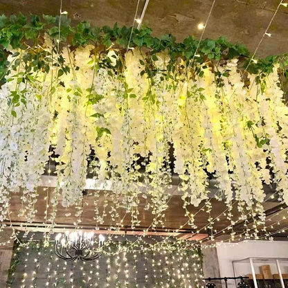 40 Pack Wisteria Flower Vines Garland, 3.75 Feet Artificial Flower Strings, Fake Hanging Flowers, Silk Wisteria Garland Flowers, Wisteria Vine for Wedding, Garden, Wall Decoration (Yellow)