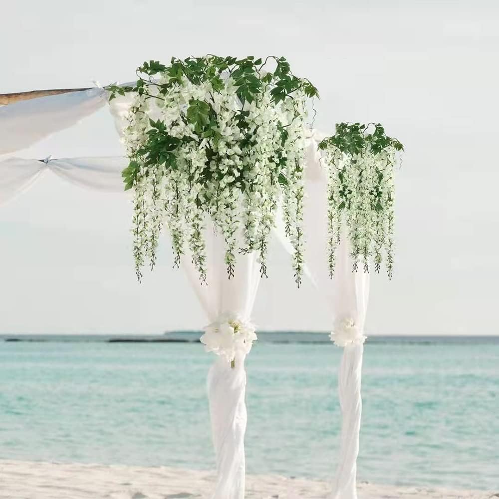 40 Pack Wisteria Flower Vines Garland, 3.75 Feet Artificial Flower Strings, Fake Hanging Flowers, Silk Wisteria Garland Flowers, Wisteria Vine for Wedding, Garden, Wall Decoration (Yellow)