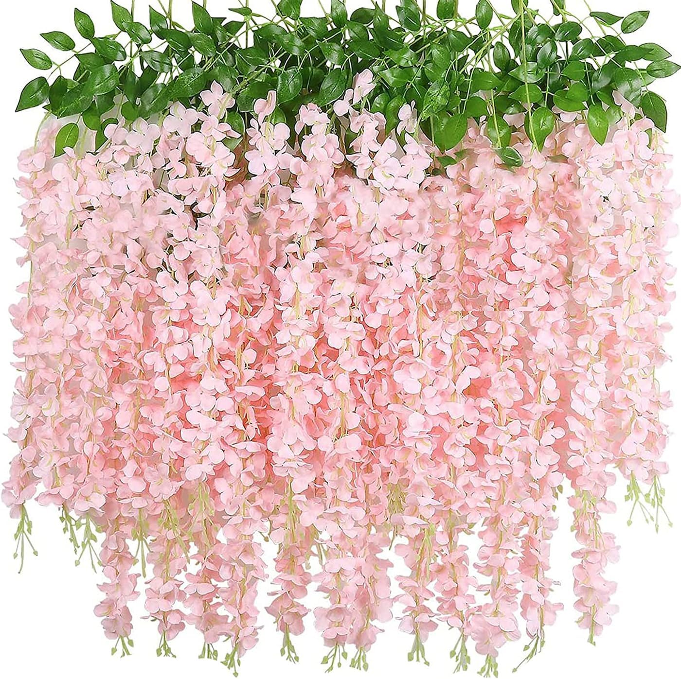 40 Pack Wisteria Flower Vines Garland, 3.75 Feet Artificial Flower Strings, Fake Hanging Flowers, Silk Wisteria Garland Flowers, Wisteria Vine for Wedding, Garden, Wall Decoration (Yellow)