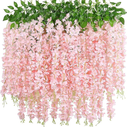 40 Pack Wisteria Flower Vines Garland, 3.75 Feet Artificial Flower Strings, Fake Hanging Flowers, Silk Wisteria Garland Flowers, Wisteria Vine for Wedding, Garden, Wall Decoration (Yellow)