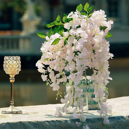 40 Pack Wisteria Flower Vines Garland, 3.75 Feet Artificial Flower Strings, Fake Hanging Flowers, Silk Wisteria Garland Flowers, Wisteria Vine for Wedding, Garden, Wall Decoration (Yellow)