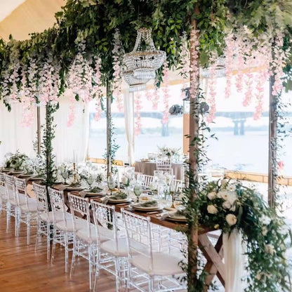 40 Pack Wisteria Flower Vines Garland, 3.75 Feet Artificial Flower Strings, Fake Hanging Flowers, Silk Wisteria Garland Flowers, Wisteria Vine for Wedding, Garden, Wall Decoration (Yellow)