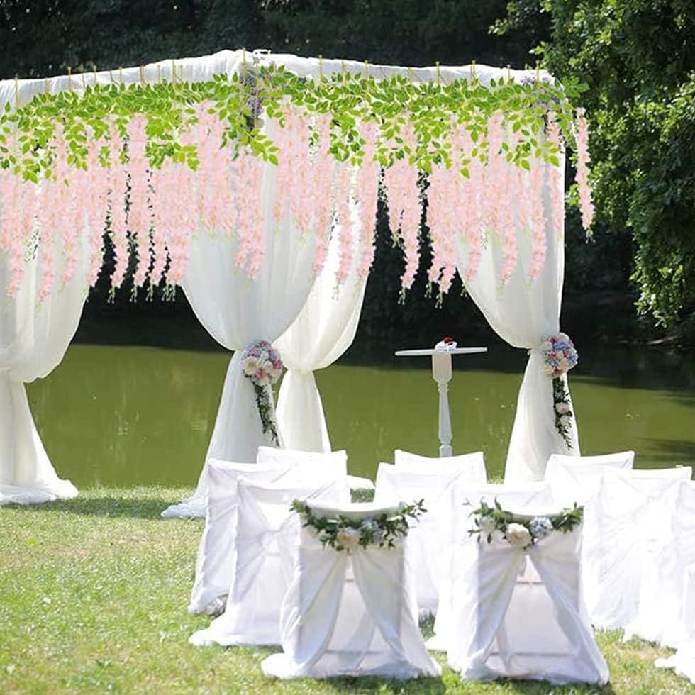40 Pack Wisteria Flower Vines Garland, 3.75 Feet Artificial Flower Strings, Fake Hanging Flowers, Silk Wisteria Garland Flowers, Wisteria Vine for Wedding, Garden, Wall Decoration (Yellow)